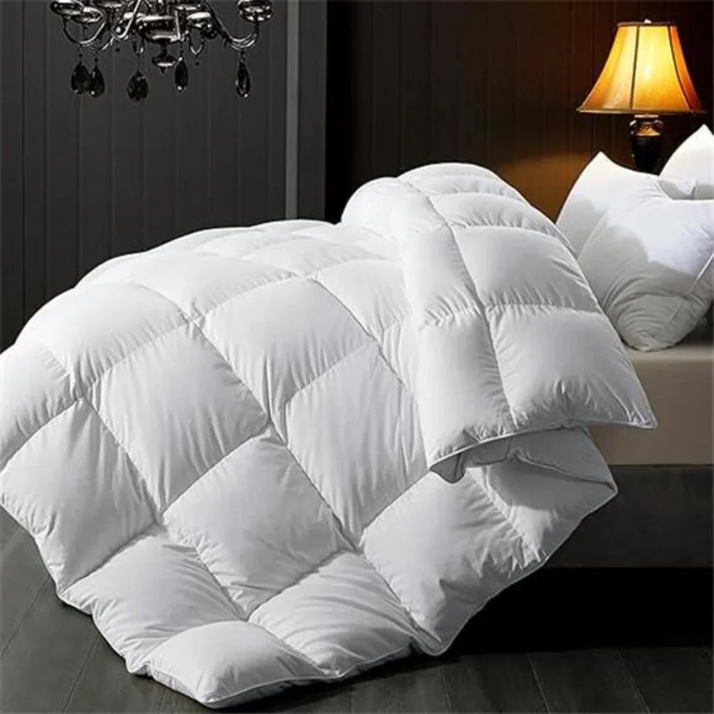Feather Comforter Queen Size, Filled with Feather and Downfiber